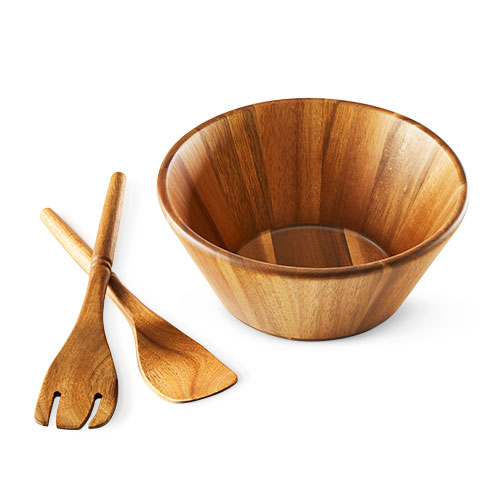 Wood Salad Bowl & Servers Se