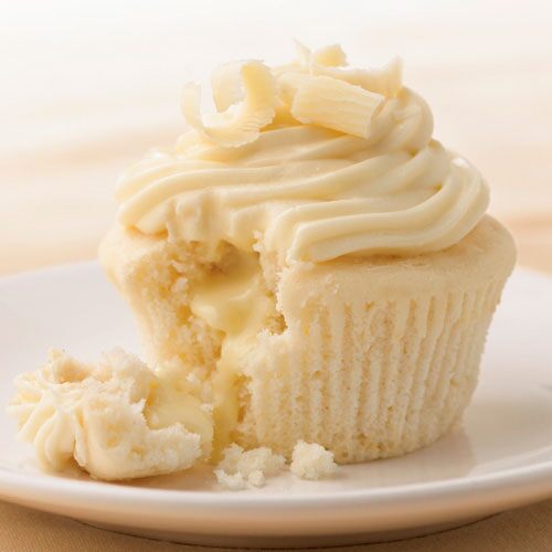 White Chocolate Cupcakes with Truffle Filling